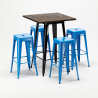Set hoge tafel met 4 metalen krukken in industriële stijl Little Italy  Prijs