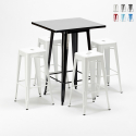 Set hoge tafel met 4 metalen krukken in industriële stijl New York  Karakteristieken