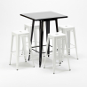 Set hoge tafel met 4 metalen krukken in industriële stijl New York  Prijs