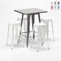 Set hoge tafel met 4 metalen krukken in industriële stijl Gowanus Voorraad