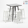 Set hoge tafel met 4 metalen krukken in industriële stijl Gowanus Voorraad