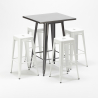 Set hoge tafel met 4 metalen krukken in industriële stijl Gowanus Model