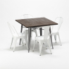 Set met vierkante tafel en 4 metalen stoelen in industriële stijl Jamaica  Model