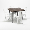 vierkante tafel en stoelen set van industrieel metalen en hout-stijl jamaica Model