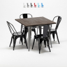 Set met vierkante tafel en 4 metalen stoelen in industriële stijl Jamaica  Kosten