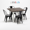 vierkante tafel en stoelen set van industrieel metaal en hout Lix-stijl midtown Kosten