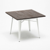 vierkante tafel en stoelen set van industrieel metaal en hout Lix-stijl midtown 