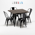 Set met vierkante tafel en 4 metalen stoelen in industriële stijl West Village Aanbieding