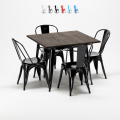 vierkante tafel en stoelen set van industrieel metaal en hout Lix-stijl west village Aanbieding