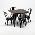 Set met vierkante tafel en 4 metalen stoelen in industriële stijl West Village Aanbod