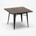 vierkante tafel en stoelen set van industrieel metaal en hout Lix-stijl west village 