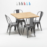 Set met vierkante tafel en 4 metalen stoelen in industriële stijl Tribeca Kosten