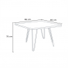 Set met vierkante tafel en 4 metalen stoelen in industriële stijl Tribeca 