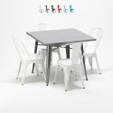 Set met vierkante tafel en 4 metalen stoelen in industriële stijl Flushing Voorraad