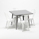 Set met vierkante tafel en 4 metalen stoelen in industriële stijl Flushing Model