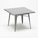 Set met vierkante tafel en 4 metalen stoelen in industriële stijl Flushing 