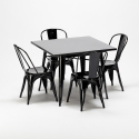 Set met vierkante tafel en 4 metalen stoelen in industriële stijl Soho Aanbod