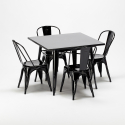 vierkante tafel en industriële metalen stoelen in Lix-stijl soho Aanbod