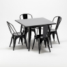 Set met vierkante tafel en 4 metalen stoelen in industriële stijl Soho Aanbod