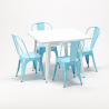 set metalen stoelen in Lix-stijl en vierkante tafel in industrieel design harlem Aanbod