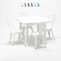 Set met vierkante tafel en 4 metalen stoelen in industriële stijl Harlem Korting