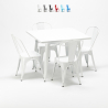 Set met vierkante tafel en 4 metalen stoelen in industriële stijl Harlem Korting
