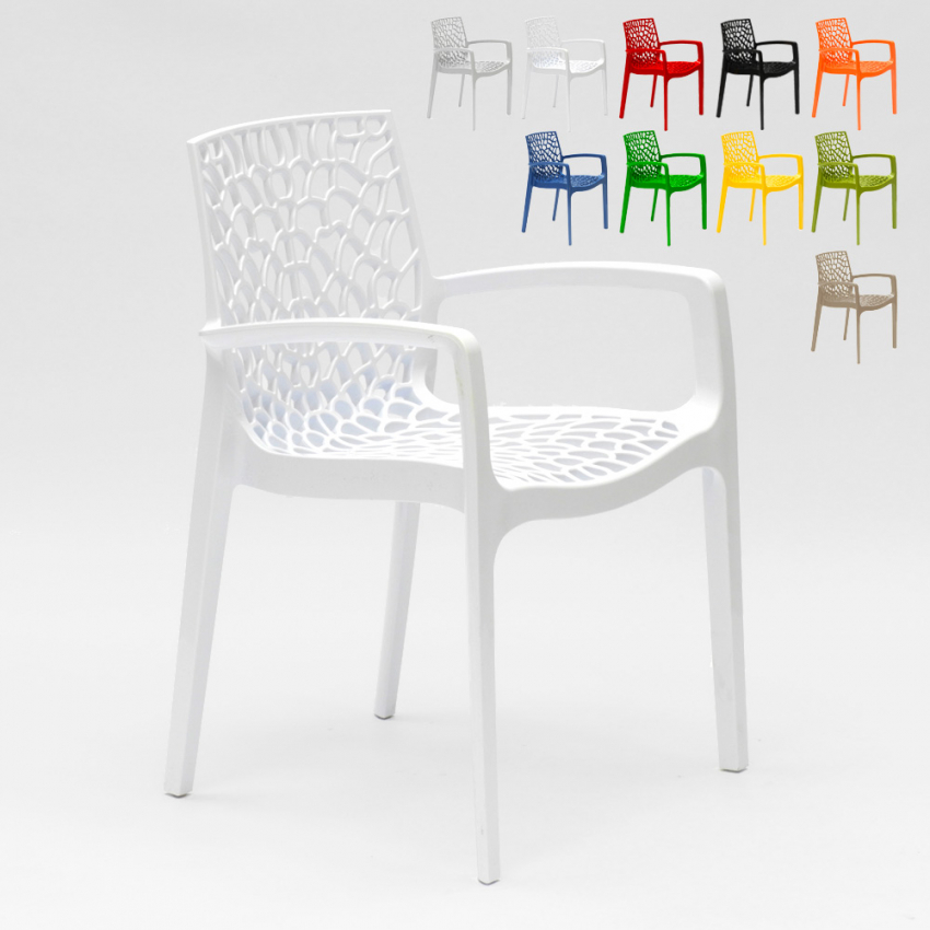Set van 22 Grand Soleil polypropyleen stoelen met armleuningen Gruvyer Arm Afmetingen