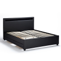 Modern tweepersoons bed Geneva King met Led-hoofdbord en lades, 160x190cm Korting