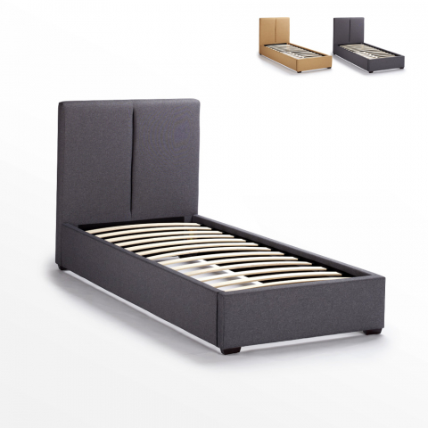 Eenpersoons Bed van Stof met Lattenbodem 80x190 Montreux Twin