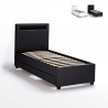 Eenpersoons bed met LED-hoofdbord en lades 80x190 cm Geneva Twin Verkoop