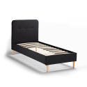 Scandinavisch eenpersoons bed van stof en hout 80x190 cm Friborg Twin 