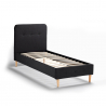 Scandinavisch eenpersoons bed van stof en hout 80x190 cm Friborg Twin 