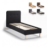Scandinavisch eenpersoons bed van stof en hout 80x190 cm Friborg Twin 