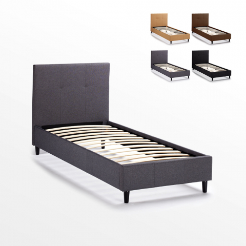 Eenpersoons Bed van Stof met Hoofdbord 80x190 Lausanne Twin