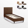 Eenpersoons bed Lausanne Twin van stof met hoofdbord 80x190cm Aankoop