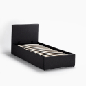 Eenpersoons bed met lattenbodem en opbergruimte 80x190 cm Basel Twin 