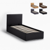 Eenpersoons bed met lattenbodem en opbergruimte 80x190 cm Basel Twin 