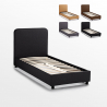 Eenpersoons bed van stof met lattenbodem 80x190 cm Zurich Twin 