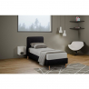 Scandinavisch eenpersoons bed van stof en hout 80x190 cm Friborg Twin 