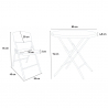 Set van ronde tafel 80 cm en 4 klapstoelen voor camping en tuin Temple Model