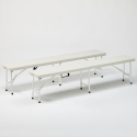 Set rechthoekige tafel 200x90 cm en 2 banken voor camping of tuinfeest Sanford Voorraad