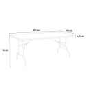 Set rechthoekige tafel 200x90 cm en 8 klapstoelen voor camping en tuin Davos Afmetingen