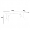 Set rechthoekige tafel 200x90 cm en 8 klapstoelen voor camping en tuin Davos Afmetingen