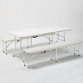 Set van rechthoekige tafel 180x74 cm en 2 banken voor tuinfeesten Baker Aanbieding