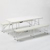 Set van rechthoekige tafel 180x74 cm en 2 banken voor tuinfeesten Baker Aanbieding