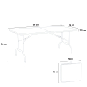 Set van rechthoekige tafel 180x74 cm en 2 banken voor tuinfeesten Baker Afmetingen