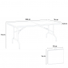 Set van rechthoekige tafel 180x74 cm en 2 banken voor tuinfeesten Baker Afmetingen