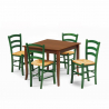 Set 4 stoelen met vierkante tafel voor keukenbar 80x80 hout Rusty Model