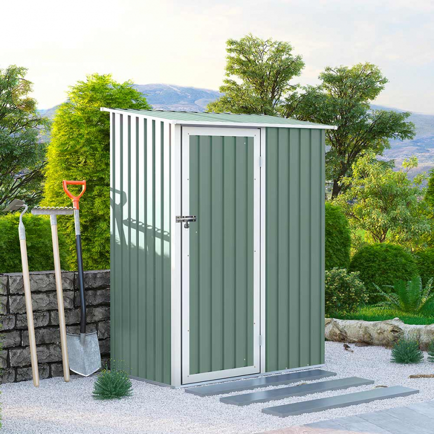 Tuinhuis schuur van groen gegalvaniseerd plaatstaal 143x89x186 cm Amalfi NATURE Aanbieding Tuinhuis schuur van groen gegalvaniseerd plaatstaal 143x89x186 cm Amalfi NATURE Aanbieding