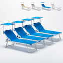 Set van 4 aluminium ligbedden met schuifdak Nettuno Voorraad